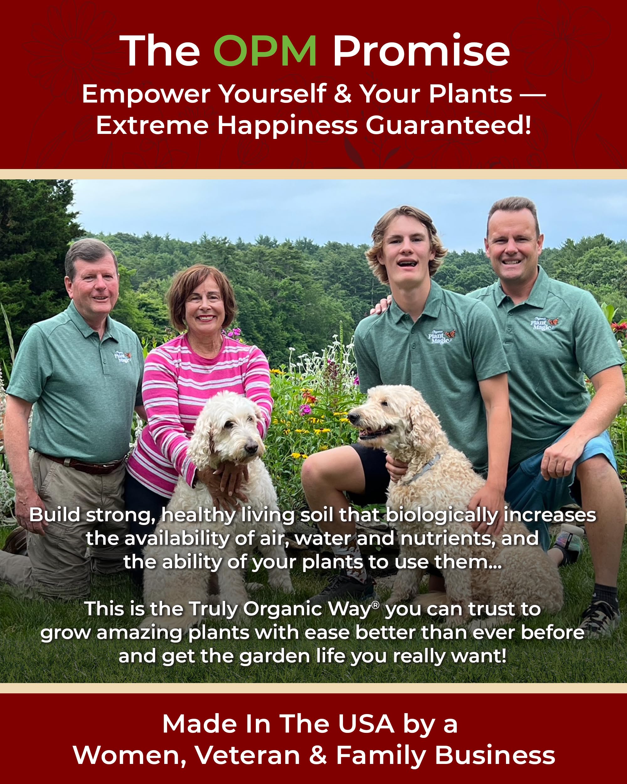 Organic Plant Magic Compressed Soil alongside vibrant plants