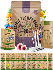 Organo Republic 20 Edible Flower Seeds Variety Pack front view