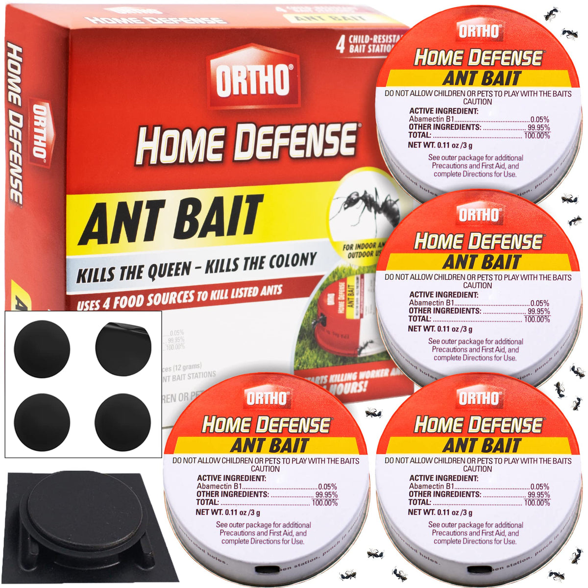 Ortho Ant Traps Indoor 4pk front view with yellow metallic case