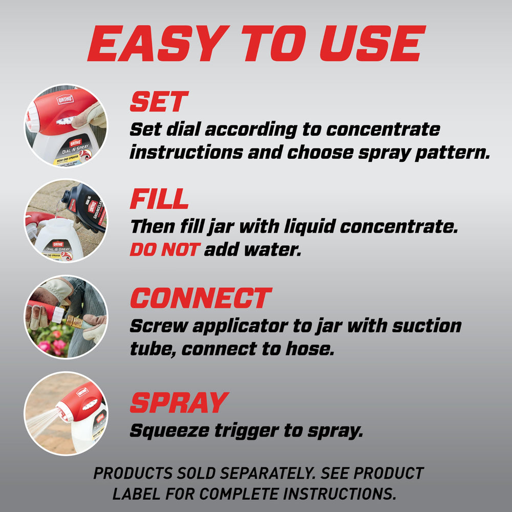 Ortho Dial N Spray Hose End Sprayer in use on a lawn