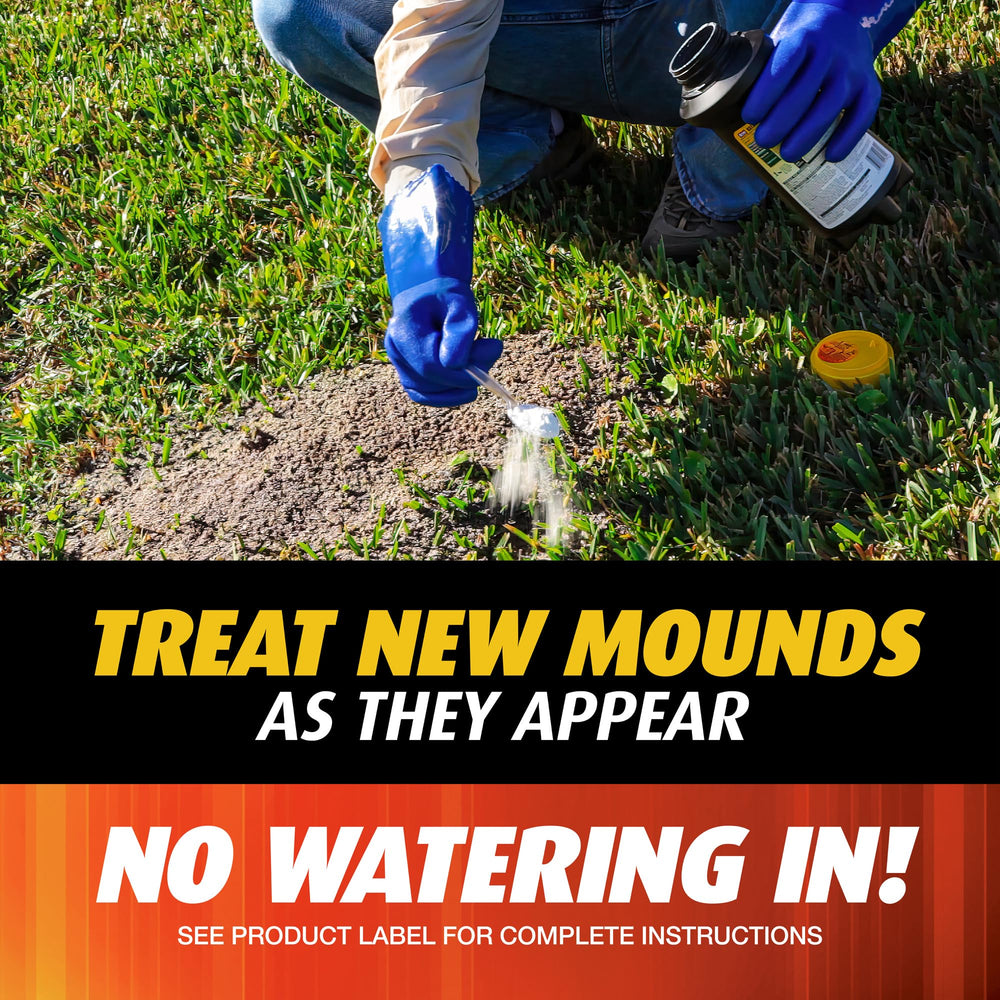 Ortho Fire Ant Killer granules poured on lawn