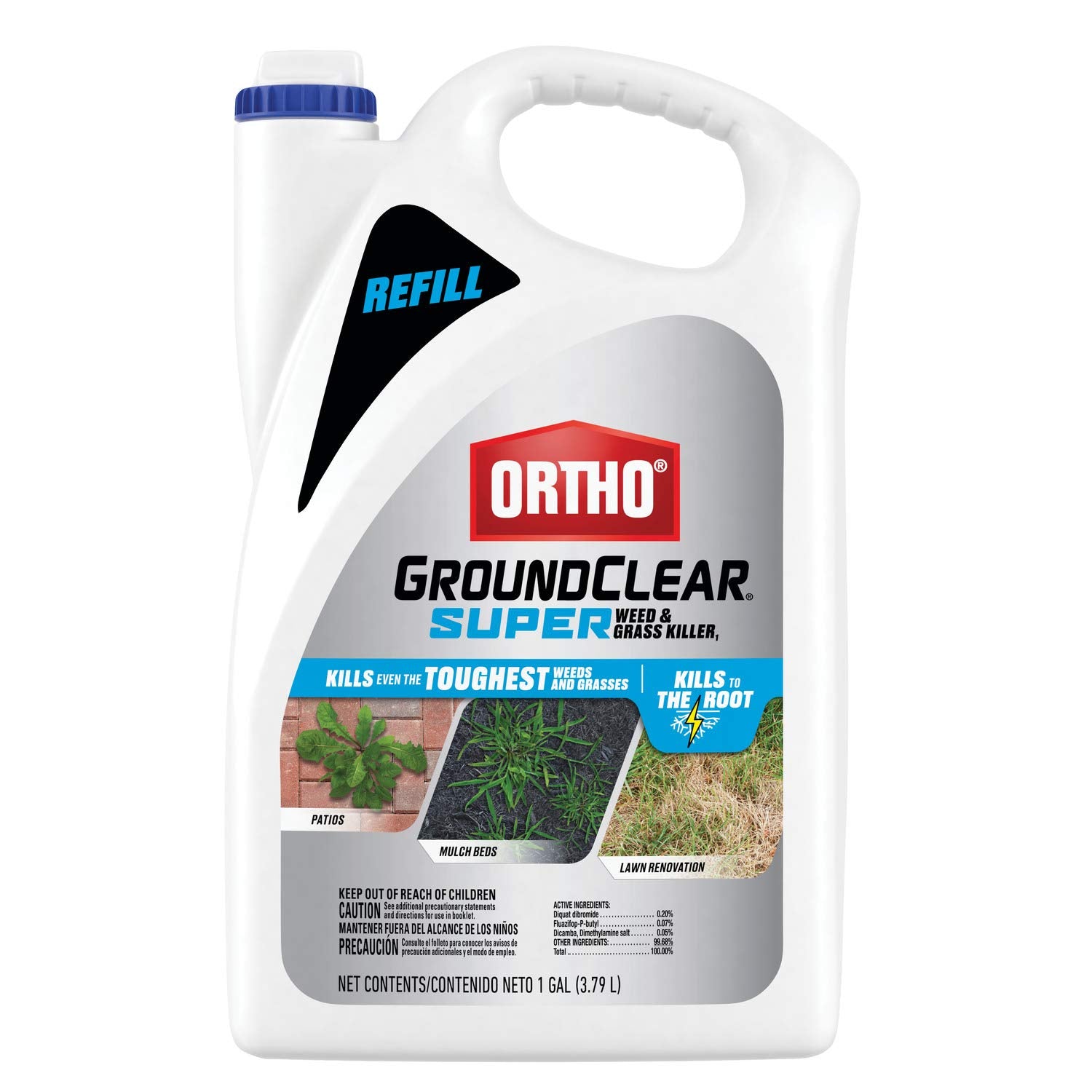 Ortho GroundClear Super Weed & Grass Killer1 1 gal refill container front view