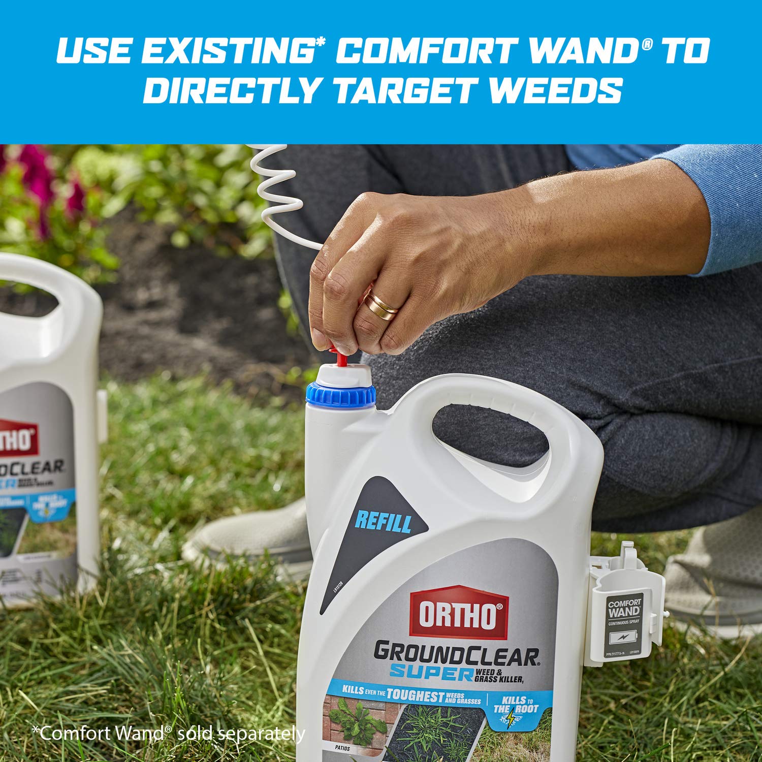 Ortho GroundClear Super Weed & Grass Killer1 refill in garden setting
