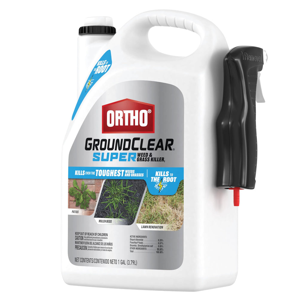 Ortho GroundClear weed killer on sidewalk