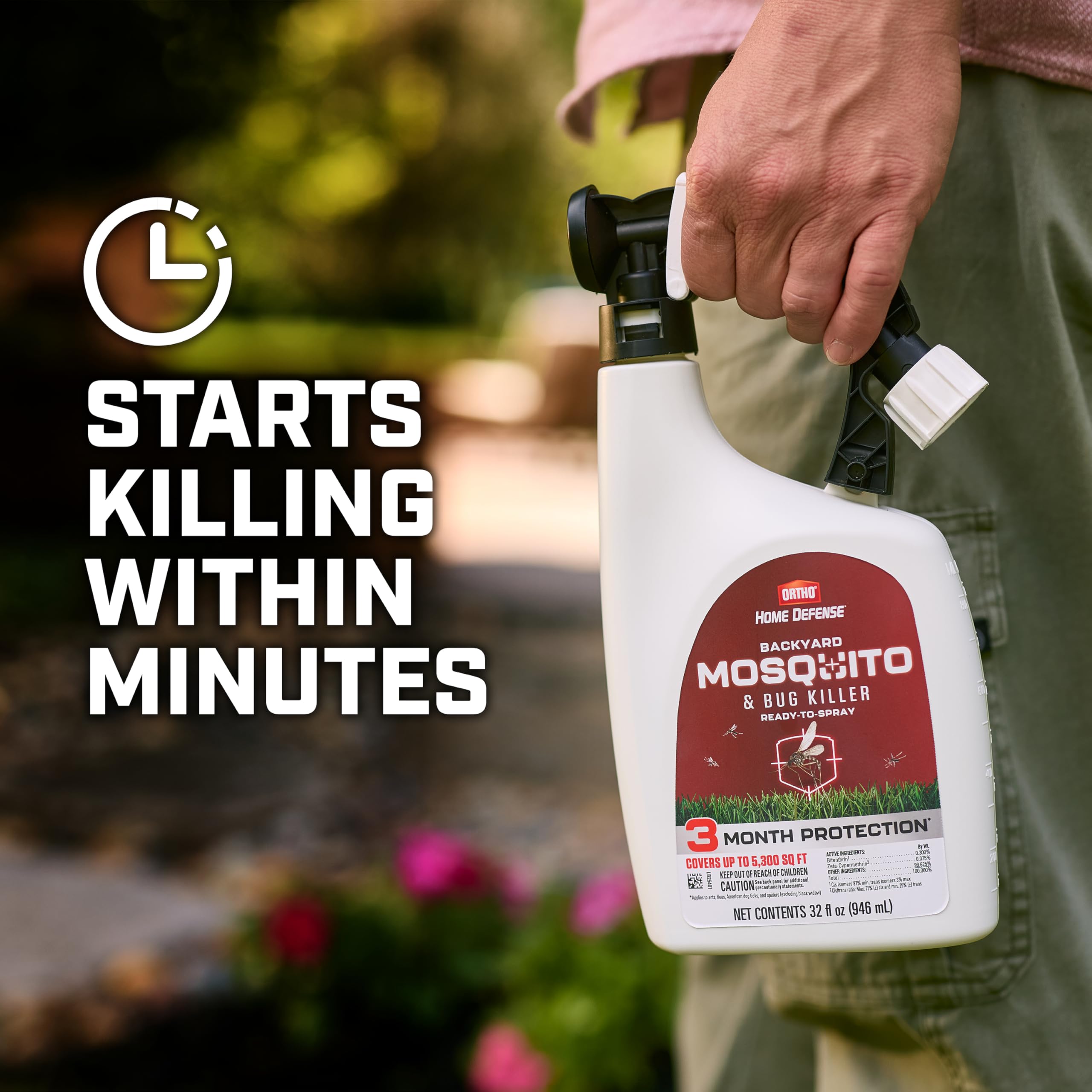 Ortho Mosquito & Bug Killer bottle side view with label