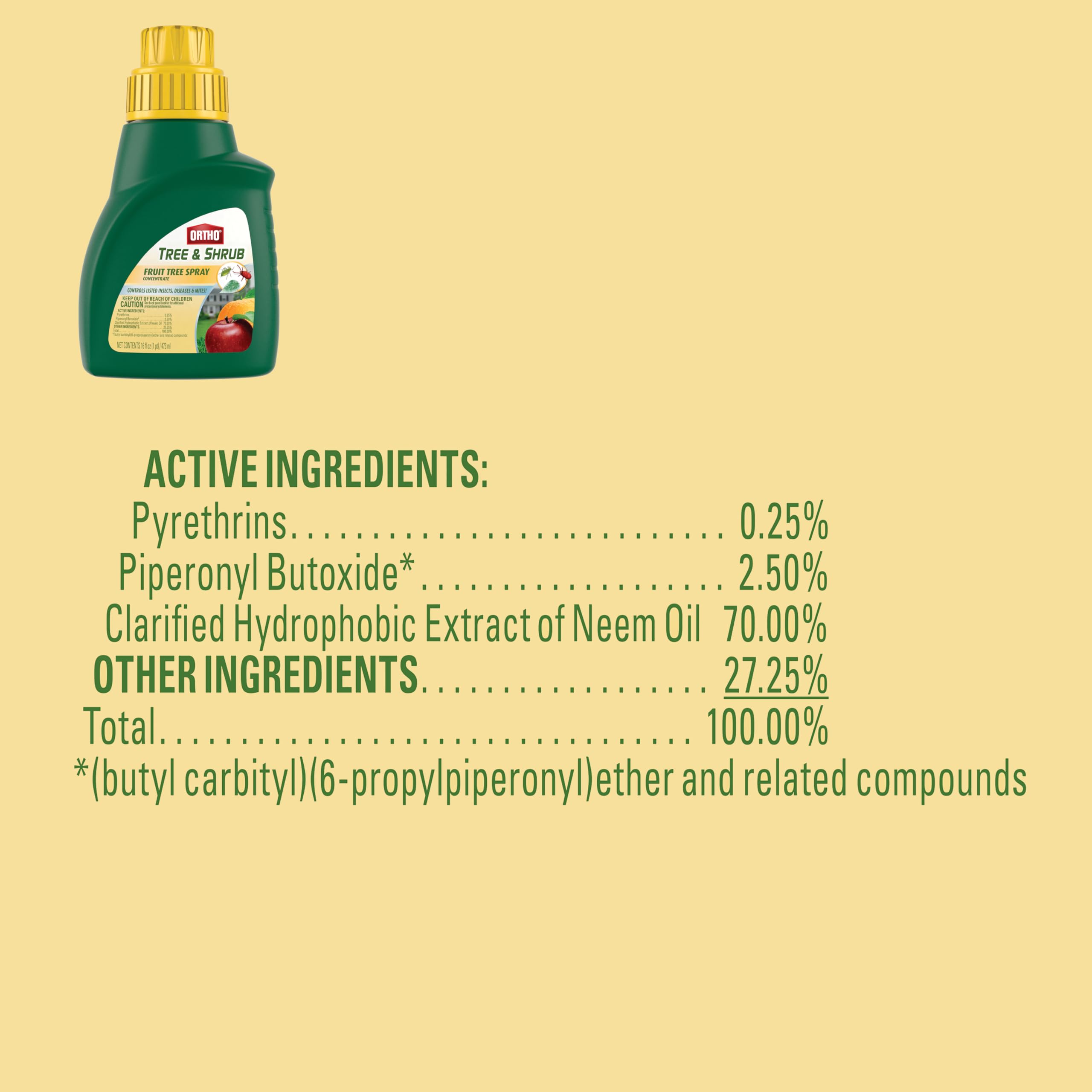 Ortho Tree & Shrub Fruit Tree Spray Concentrate 16 fl oz back view with instructions
