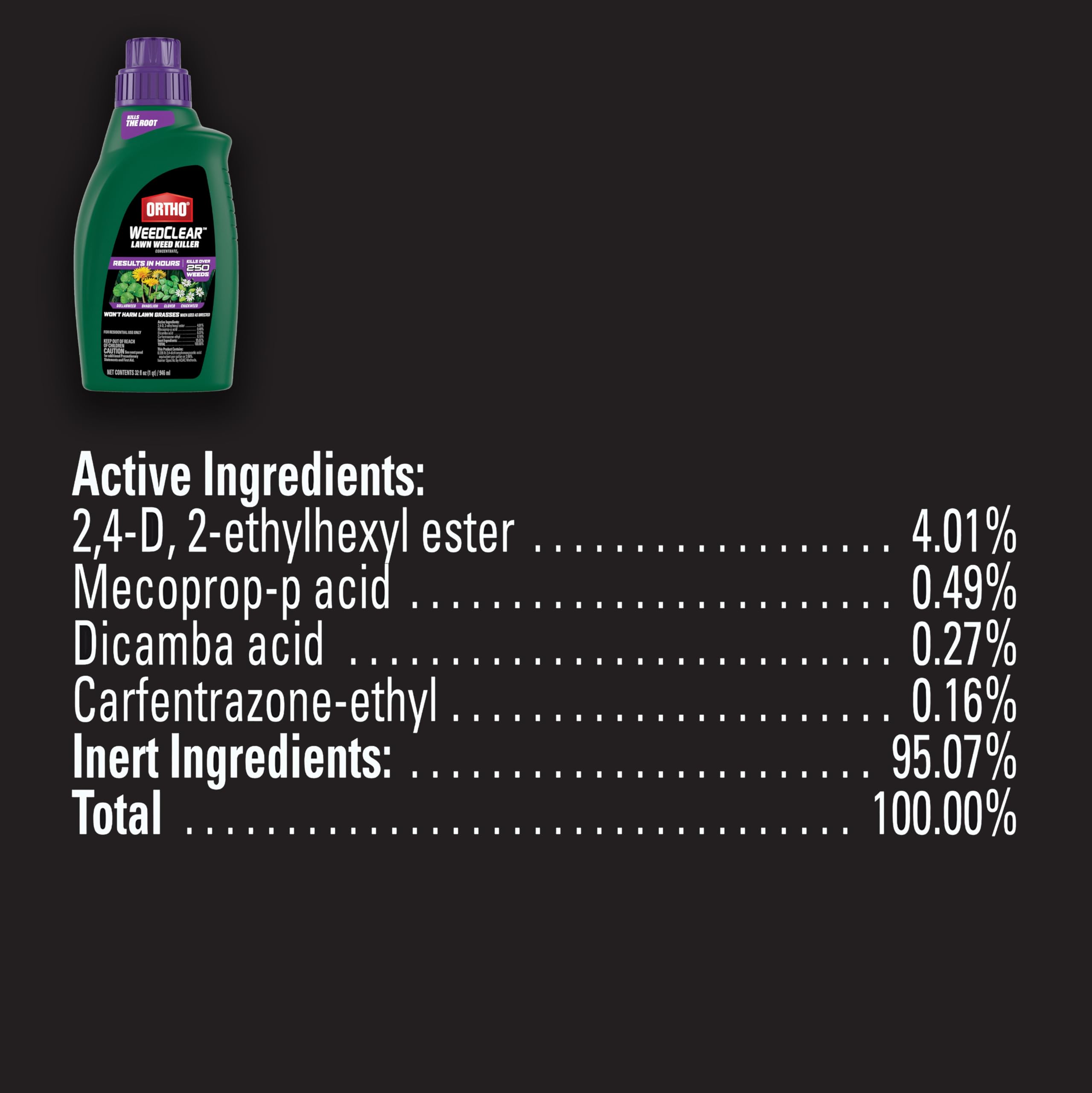Ortho WeedClear Lawn Weed Killer Concentrate2 label close-up