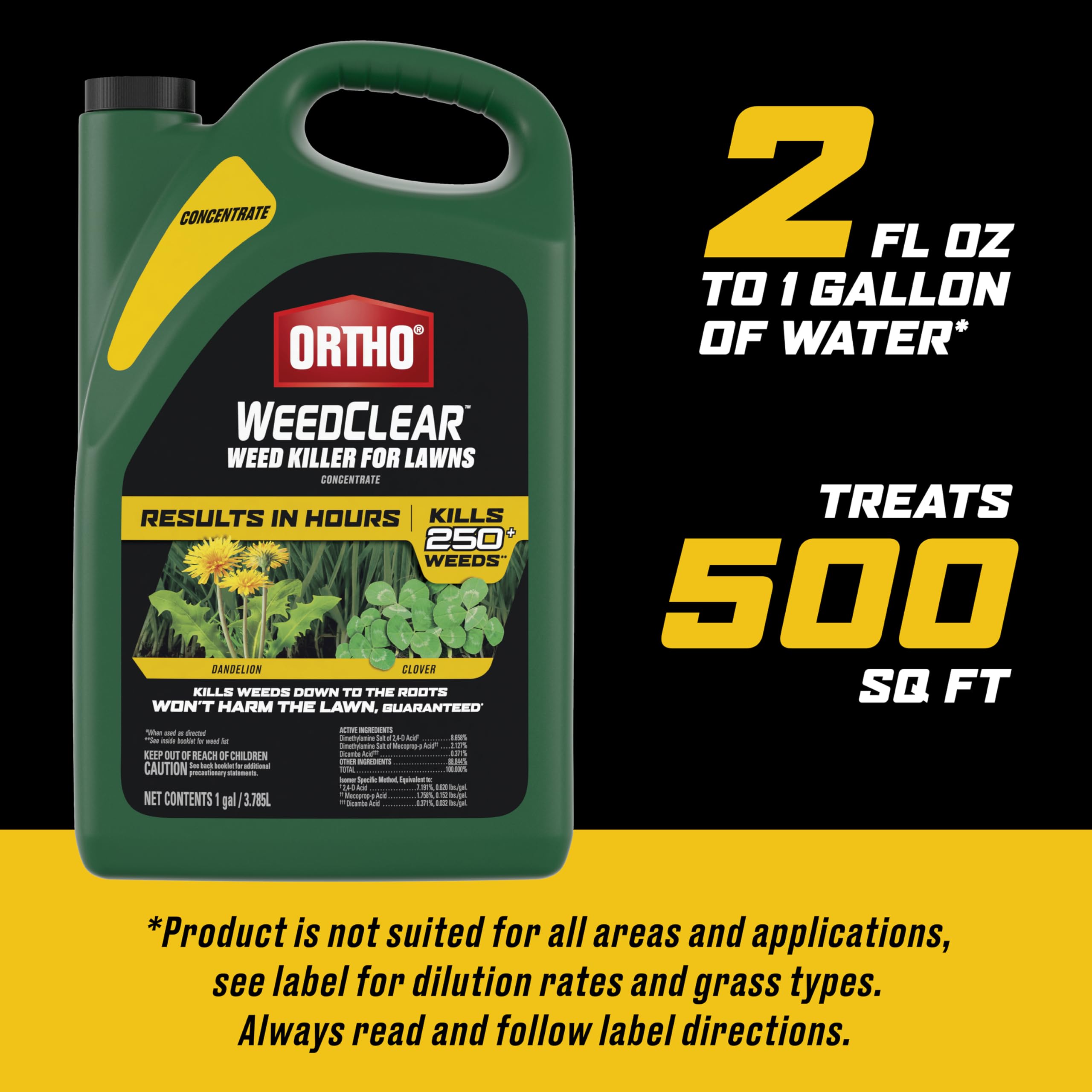 Ortho WeedClear Weed Killer for Lawns packaging details