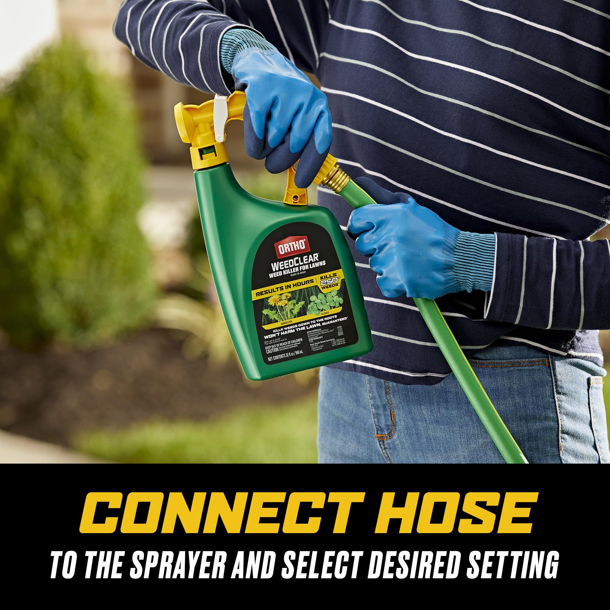 Ortho WeedClear Weed Killer for Lawns showing application on grass