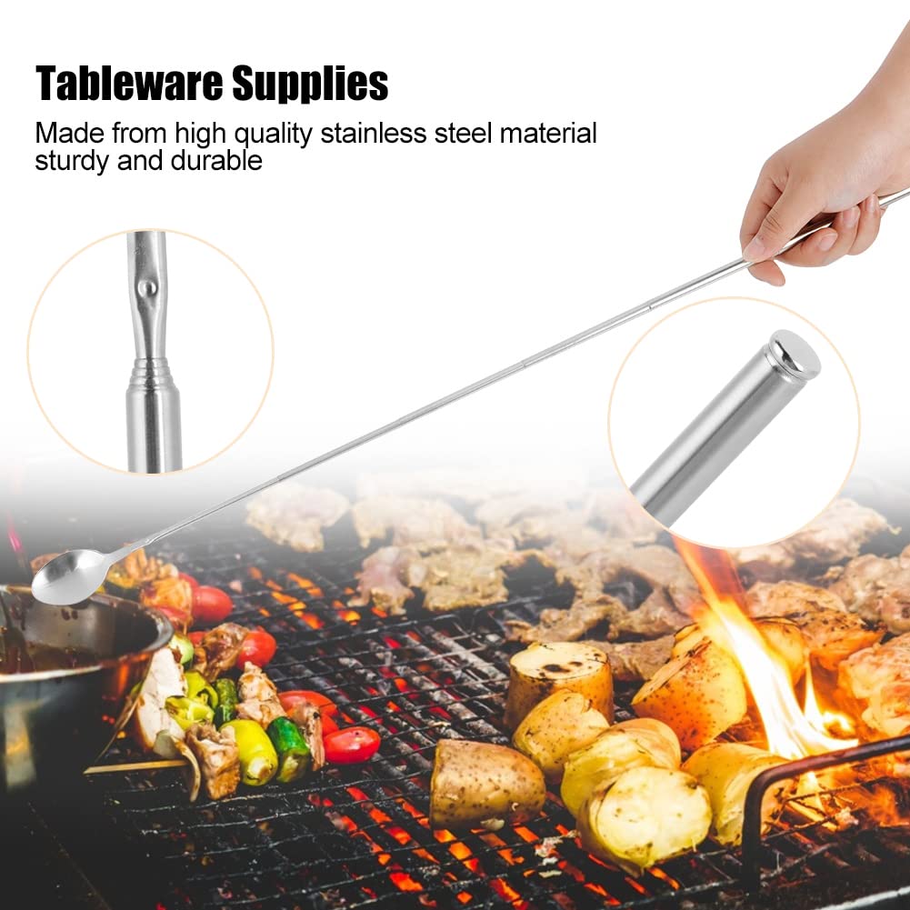 ORULA Extendable Spoon in use over a barbecue
