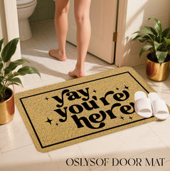 OSLYSOF Funny Welcome Door Mat close-up of the design