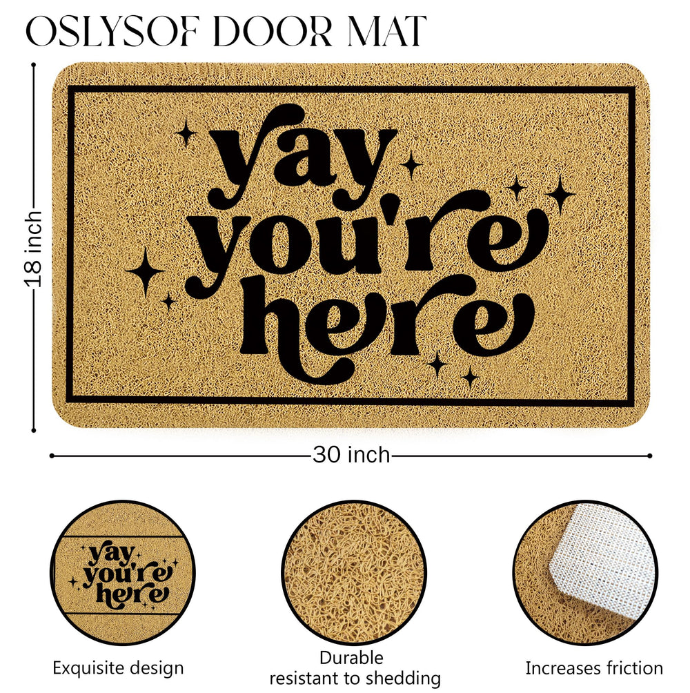 OSLYSOF Funny Welcome Door Mat with shoes on it