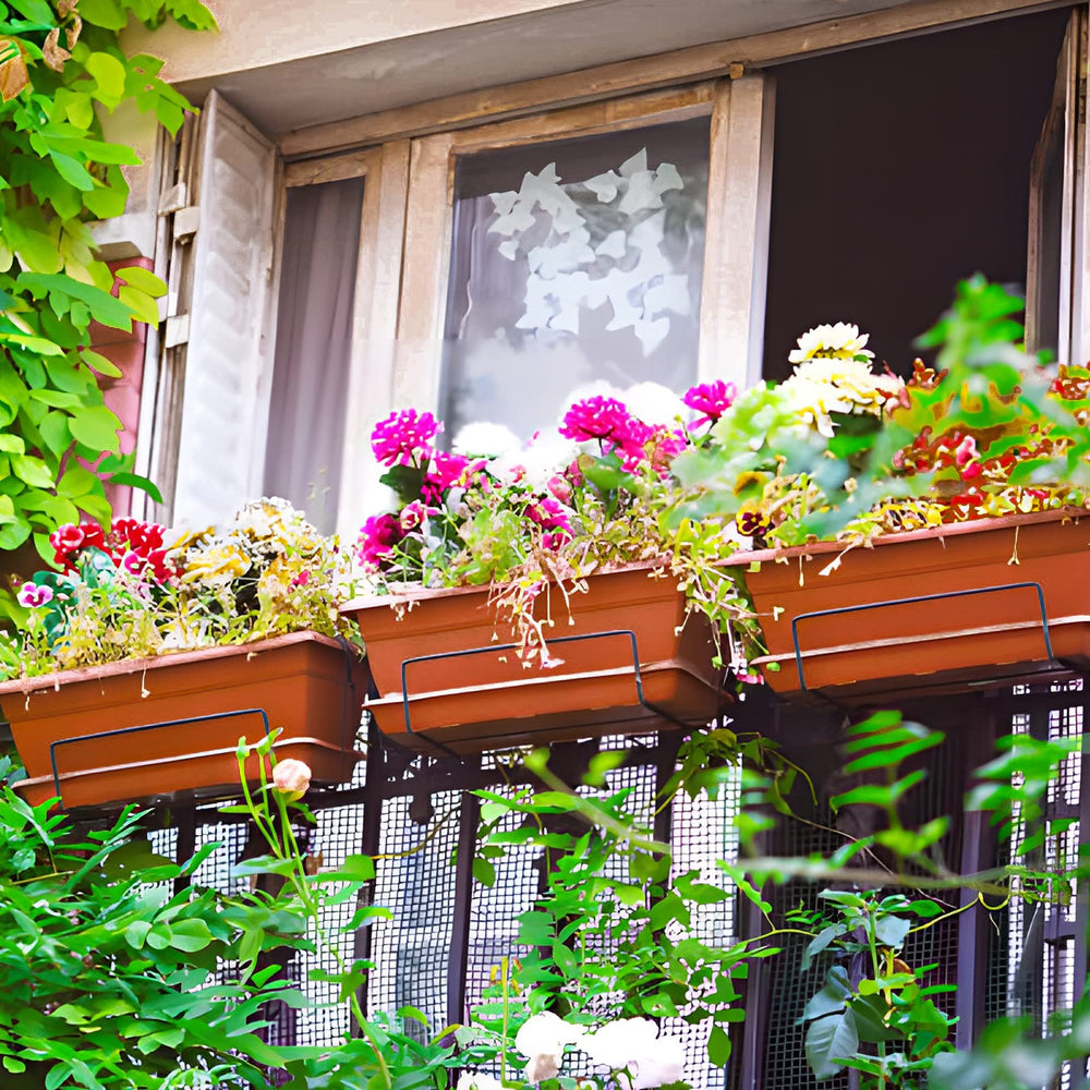 OSMOFUZE planters arranged on a patio