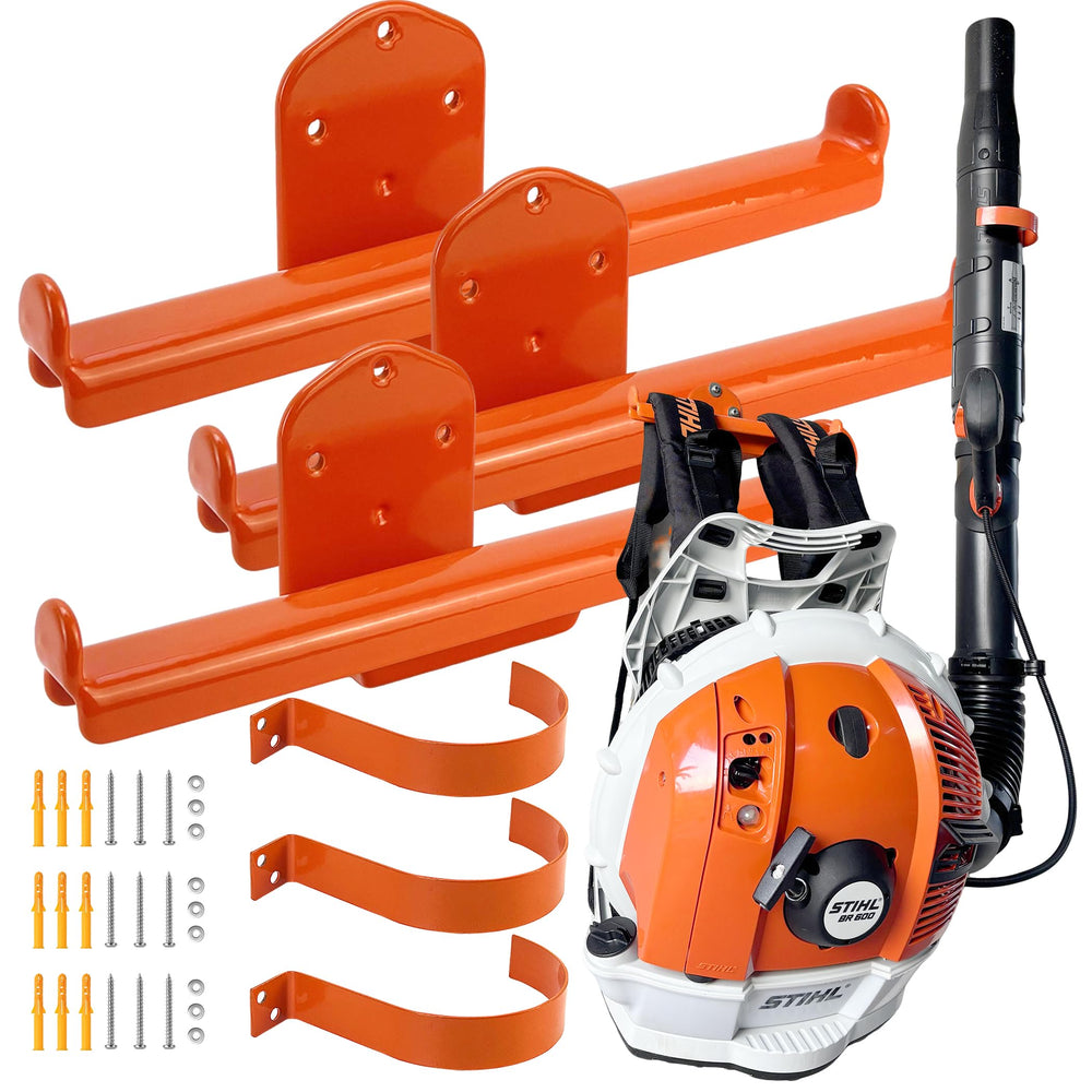 OSROENE Backpack Blower Rack 3 Pack Heavy Duty Wall Mount front view