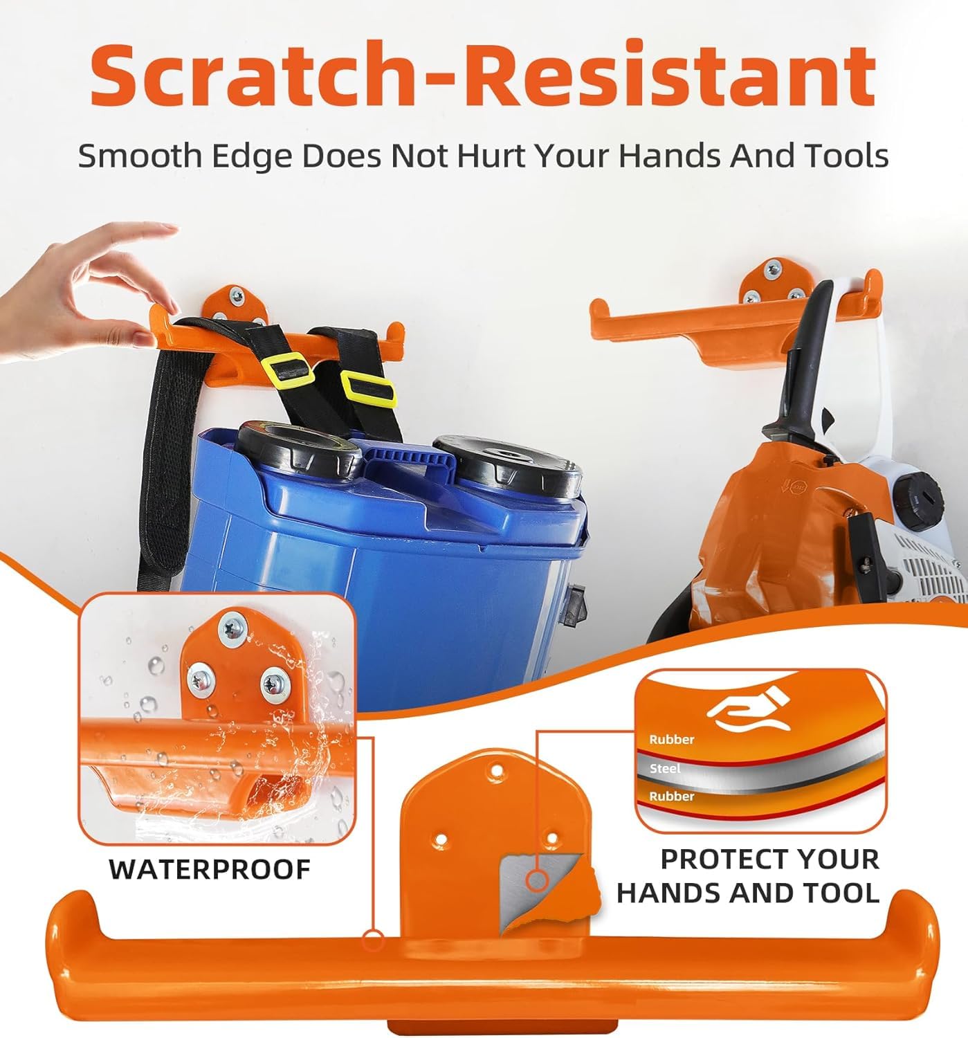 OSROENE Backpack Blower Rack close-up of orange rubber coating