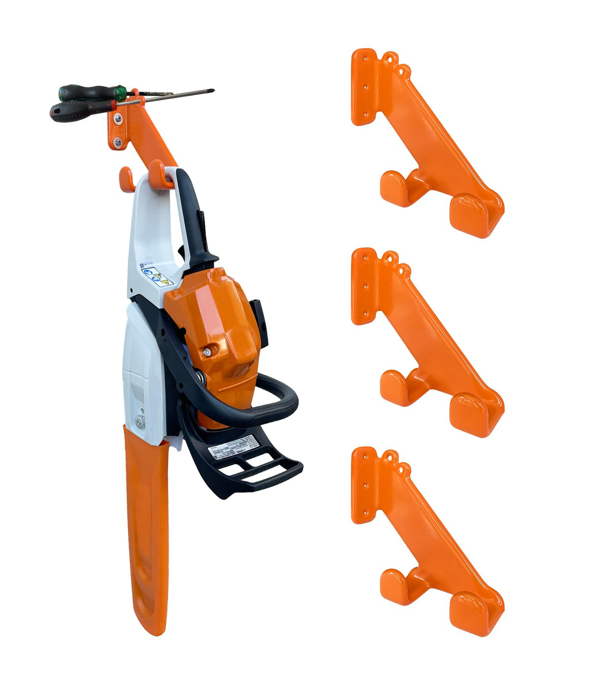 OSROENE Chainsaw Hanger 3 Pack front view with installation hardware