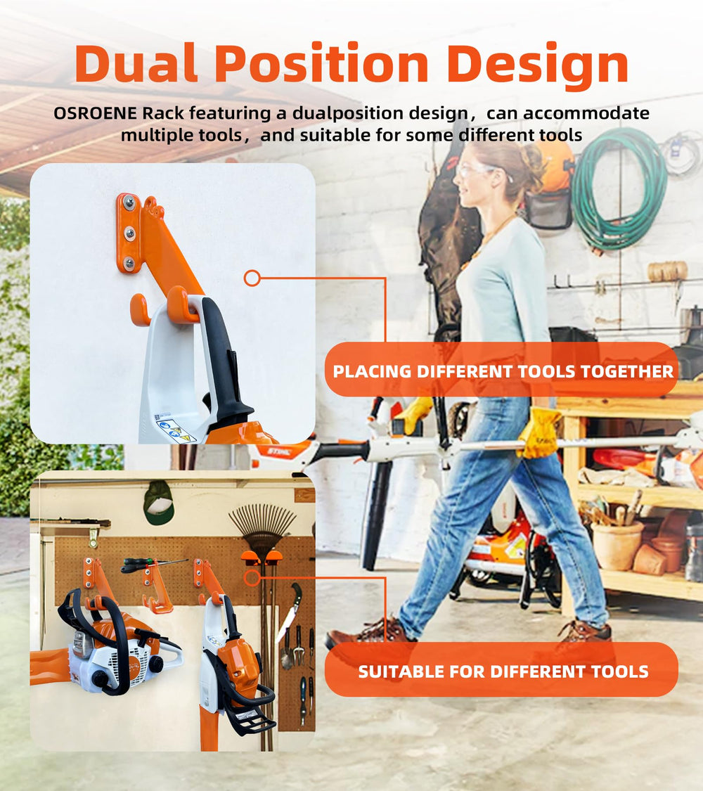 OSROENE Chainsaw Hanger with chainsaw accessories organized