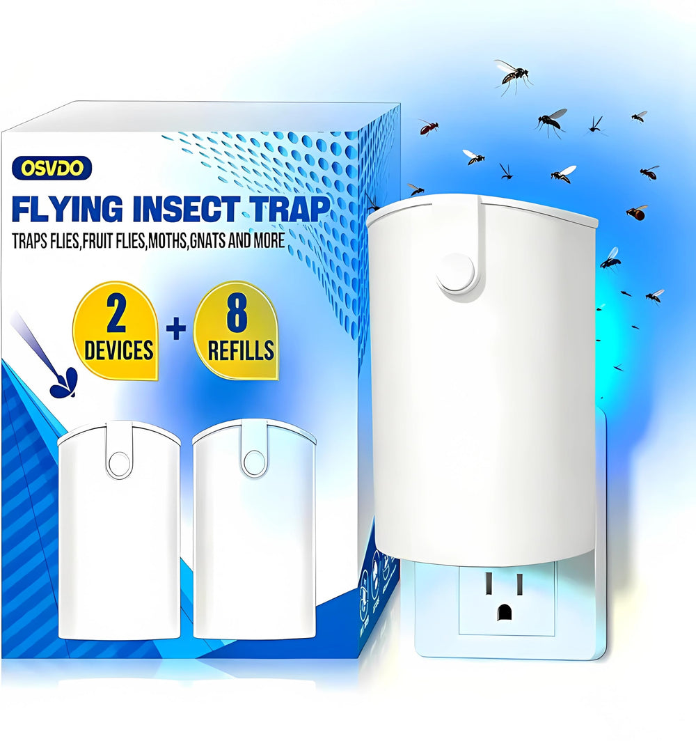 osvdo Flying Insect Trap front view with two devices and adhesive pads