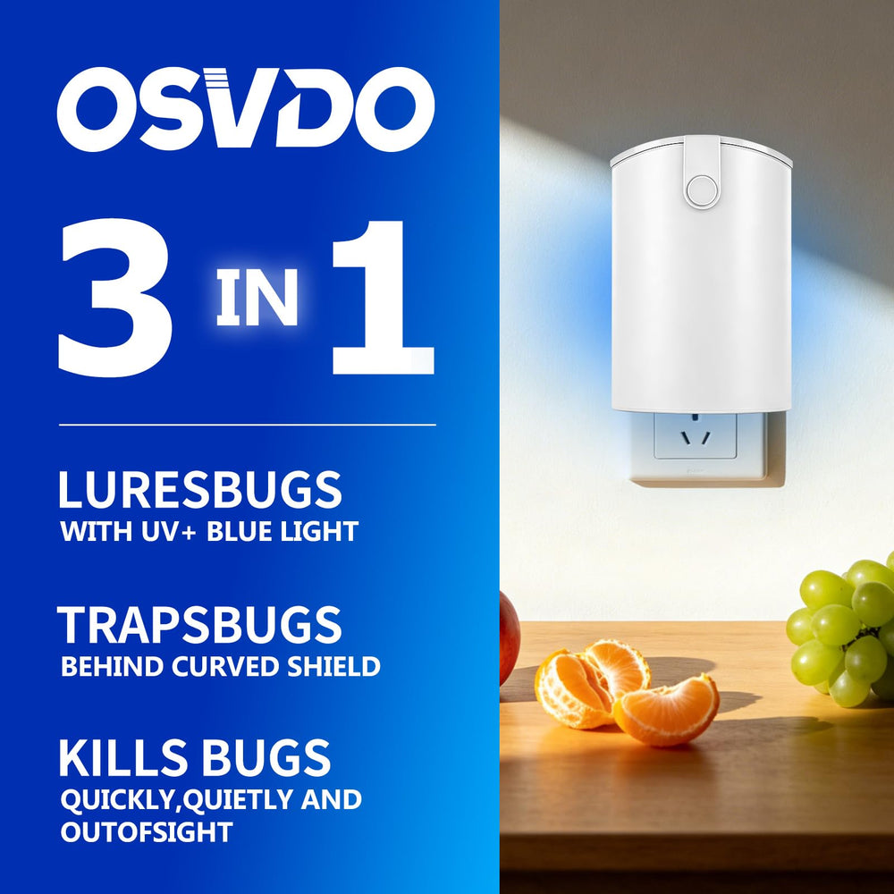 osvdo Flying Insect Trap side view showing blue and UV light