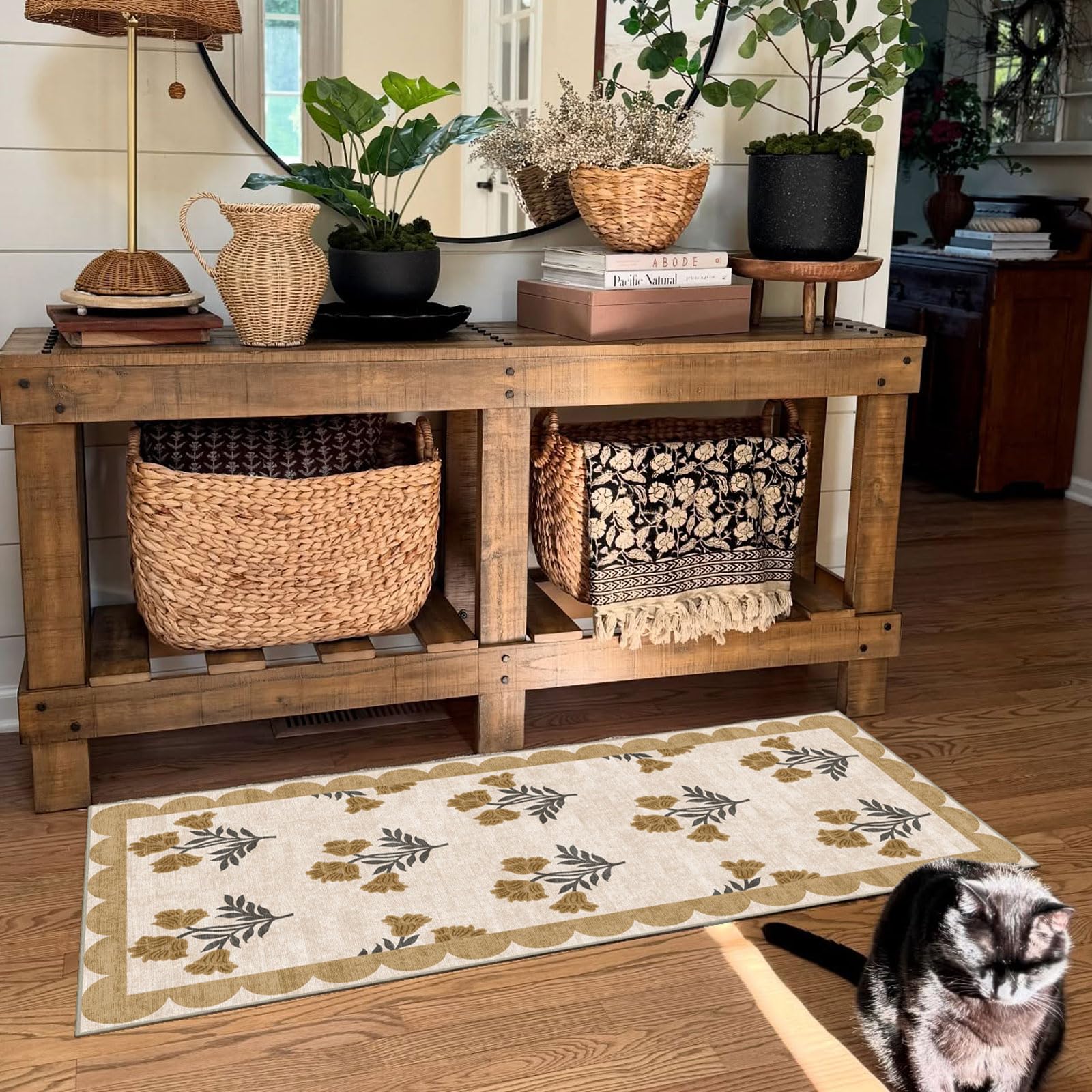 Othilic Floral Door Mat being washed in a machine