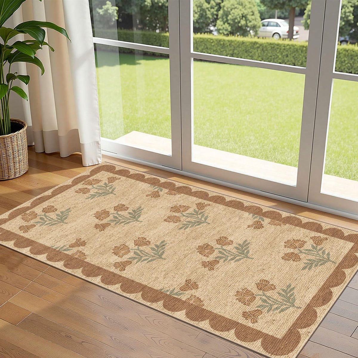 Othilic Floral Door Mat front view with floral design