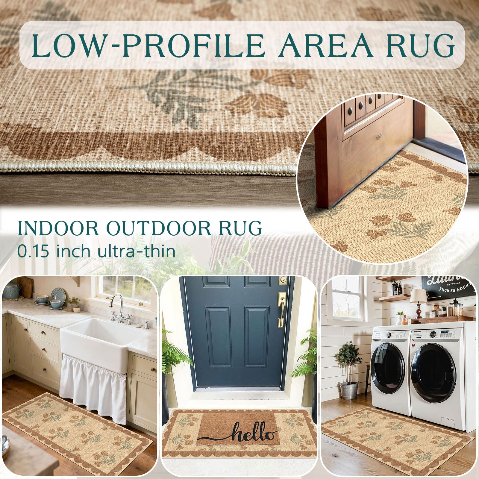 Othilic Floral Door Mat in kitchen setting
