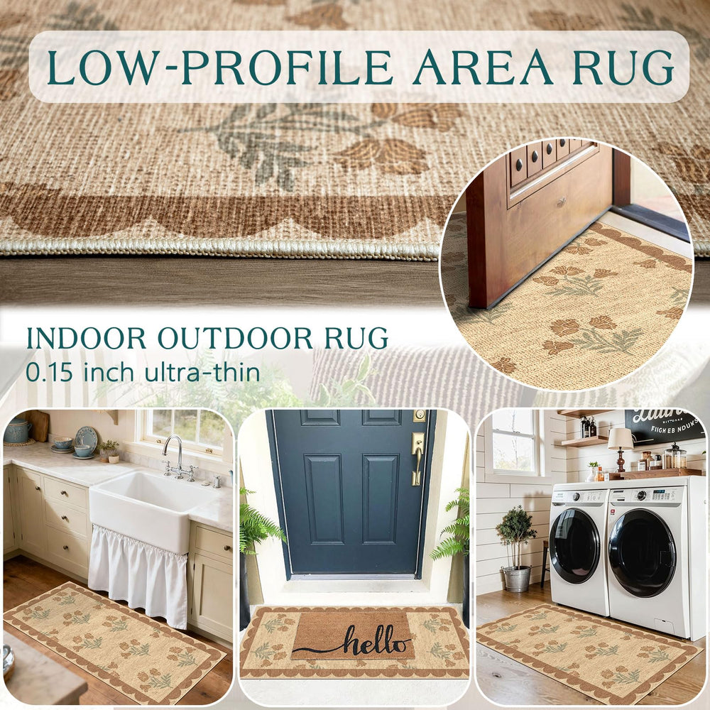 Othilic Floral Door Mat in kitchen setting