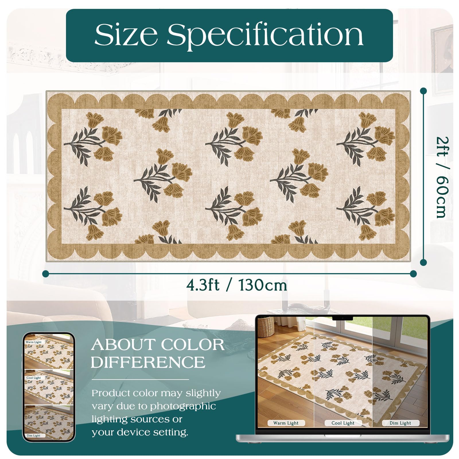 Othilic Floral Door Mat in kitchen setting