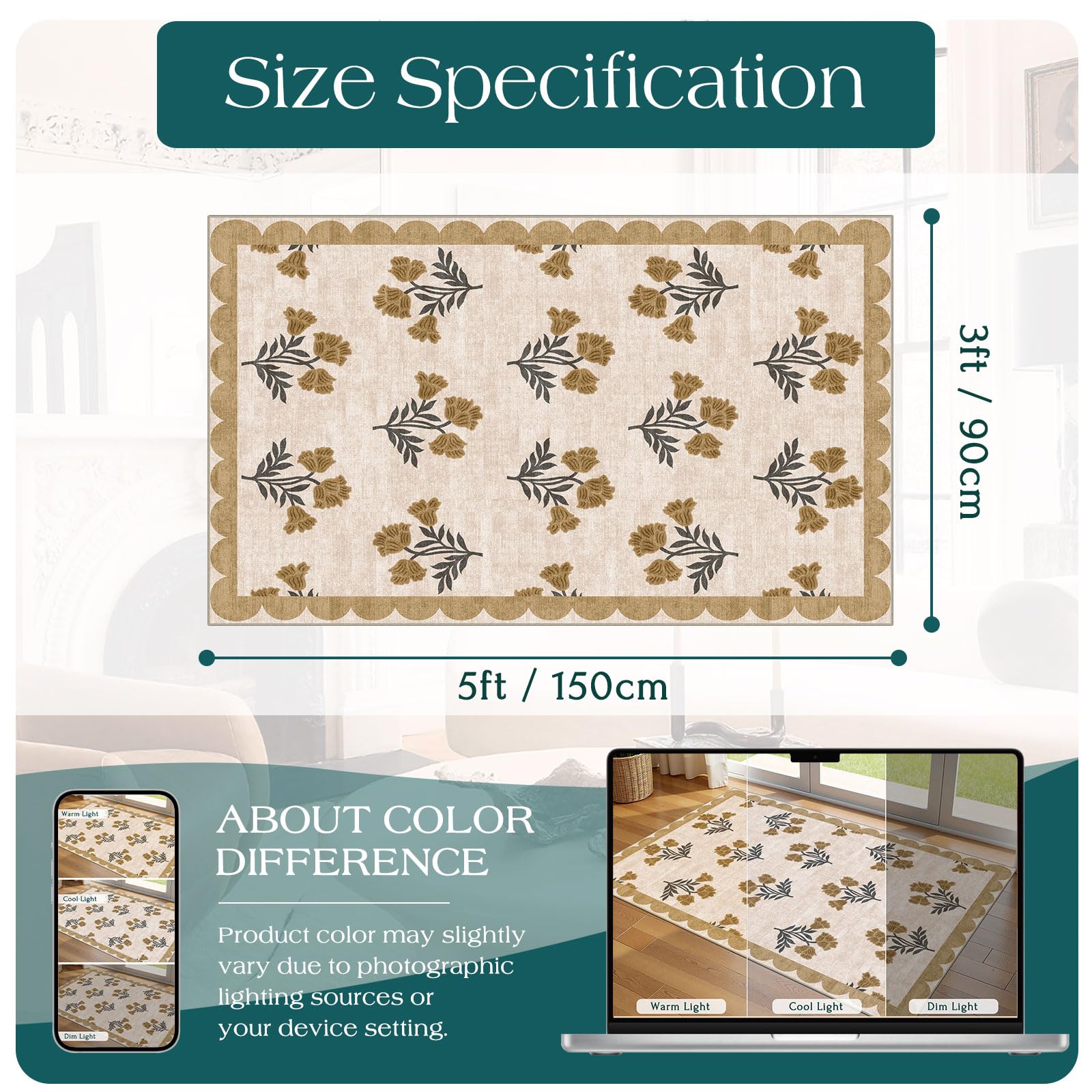 Othilic Floral Entry Rug rolled for shipping