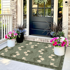 Othilic Floral Rug laid out on a porch