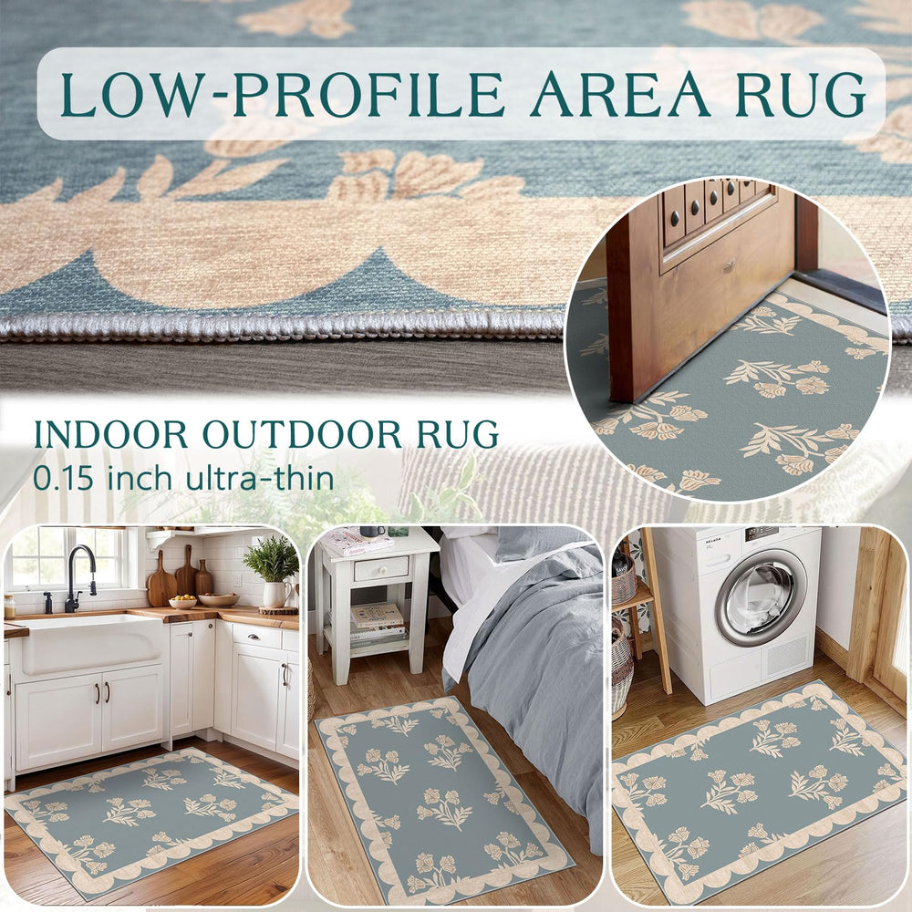 Othilic Front Door Mat with floral pattern on porch