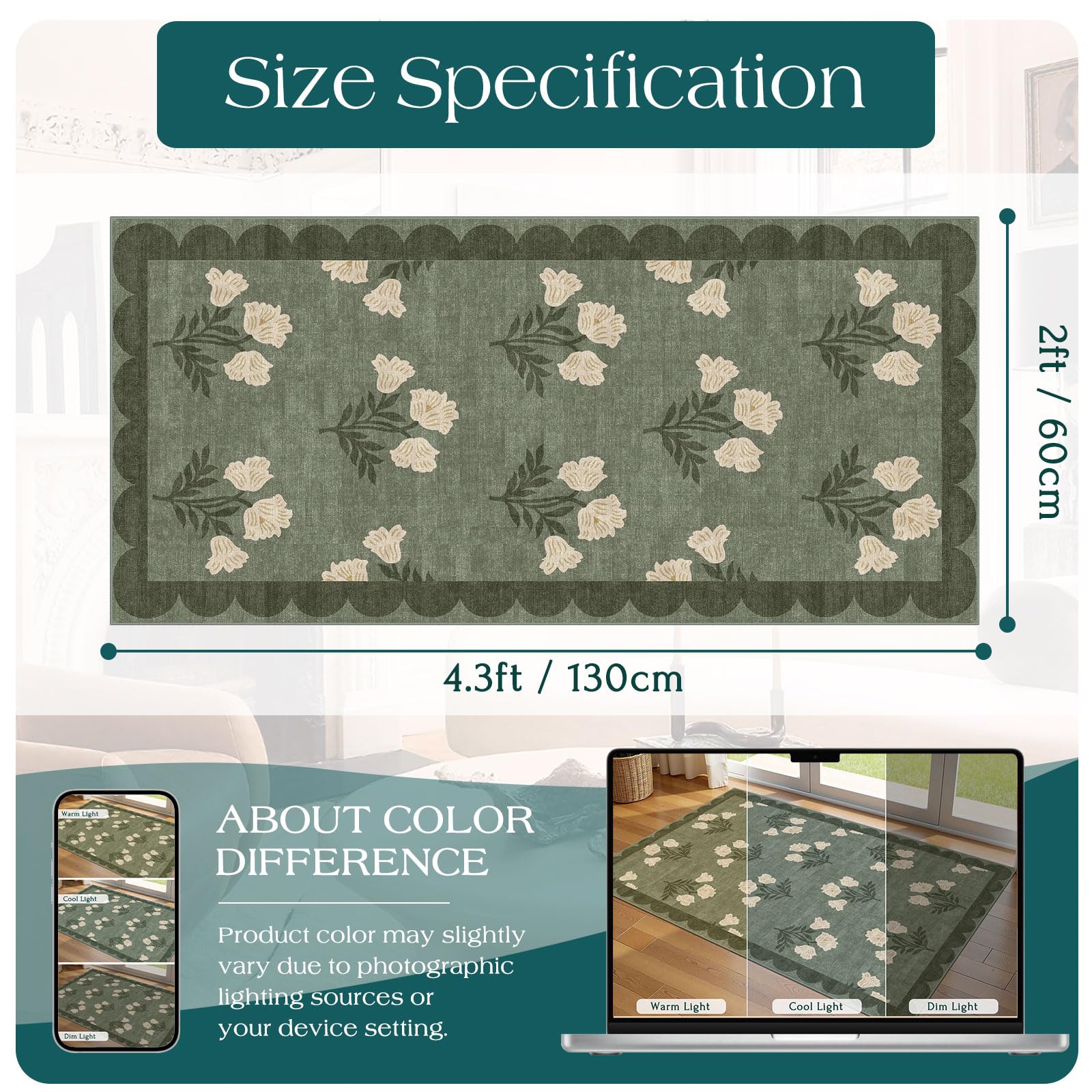 Othilic sage green rug in a cozy entryway