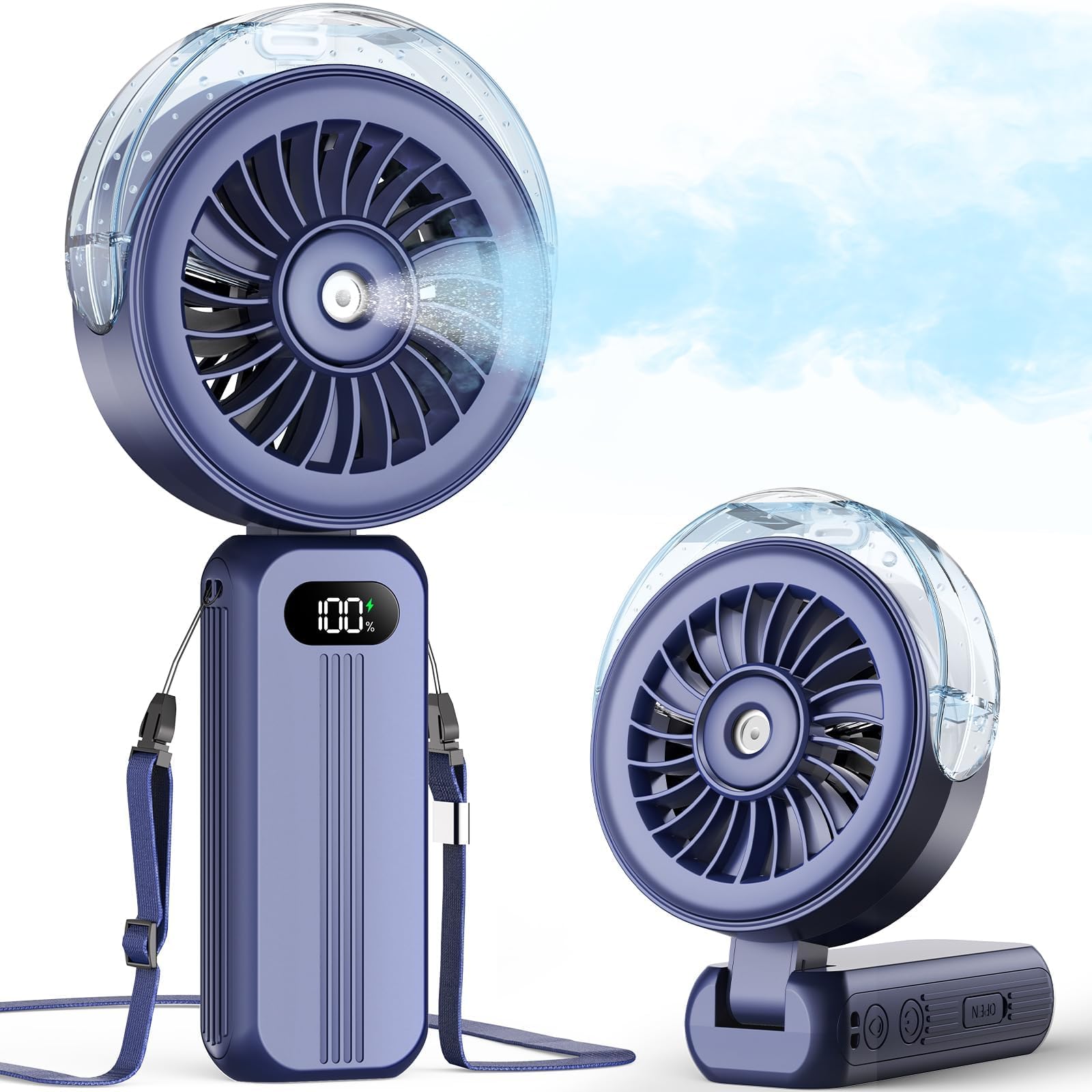 Otlonpe Handheld Misting Fan dark blue model front view