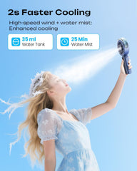 Otlonpe Handheld Misting Fan side view with mist feature