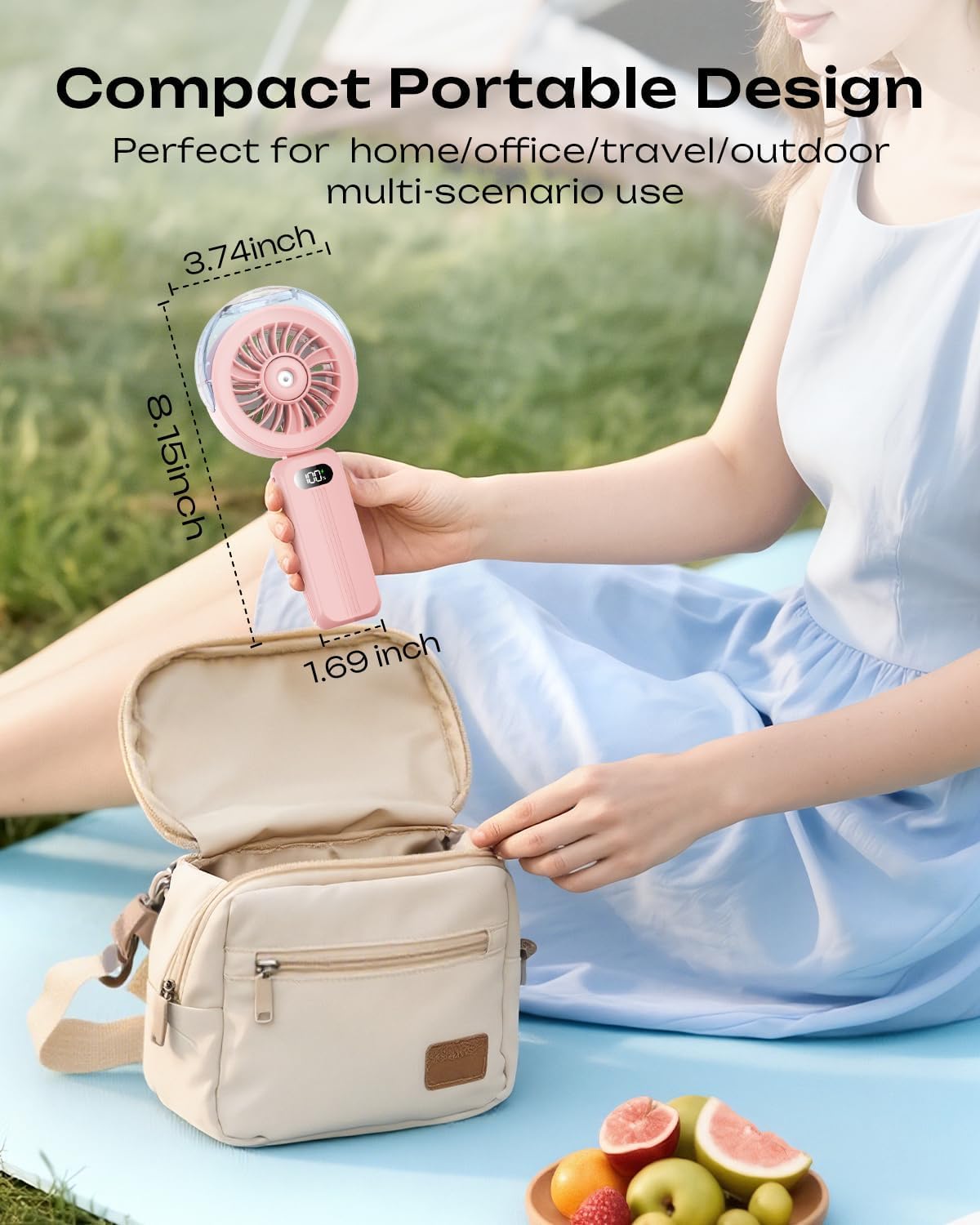 Otlonpe Handheld Misting Fan with water tank filled