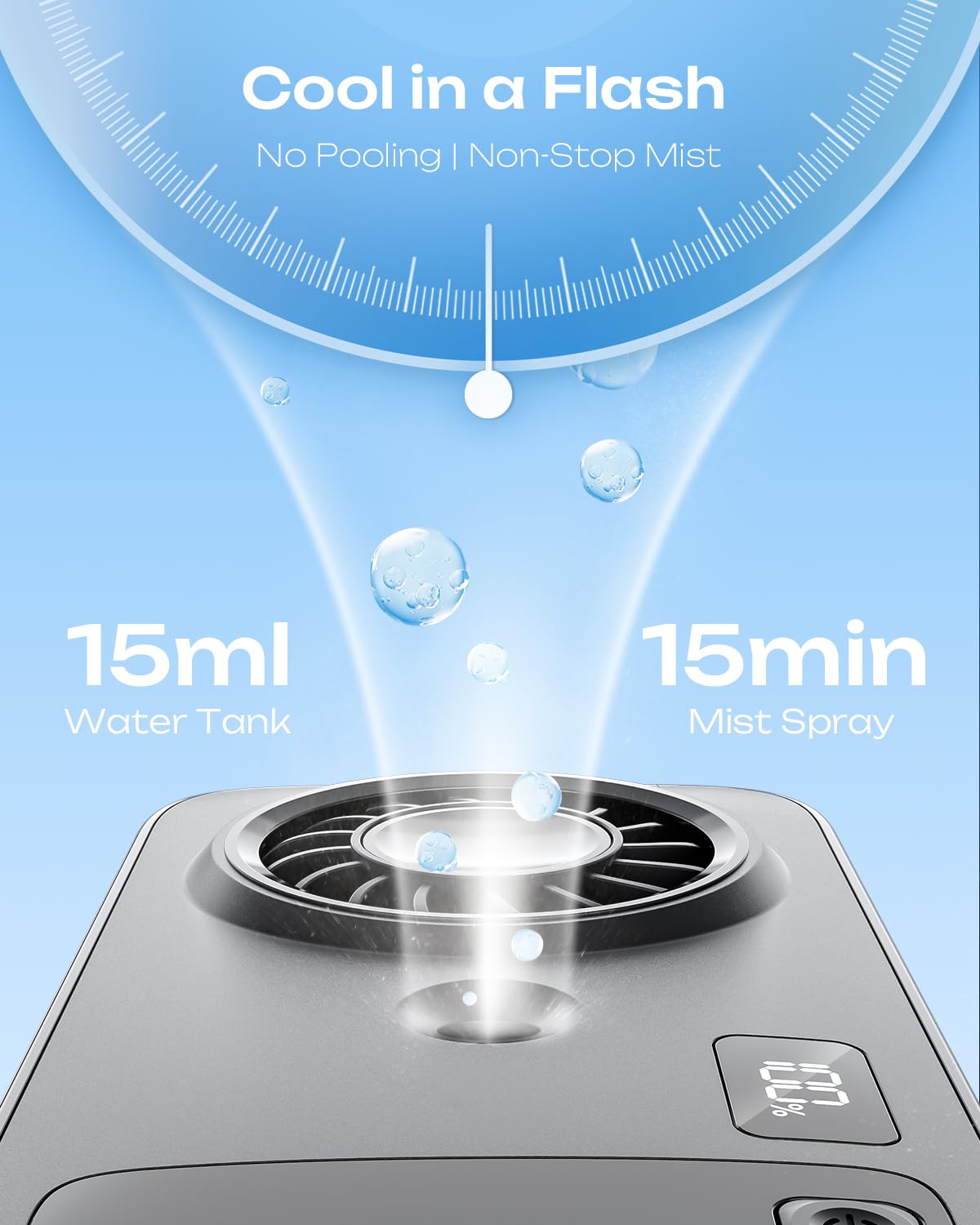Otlonpe Mini Handheld Misting Fan with LED display and USB-C port