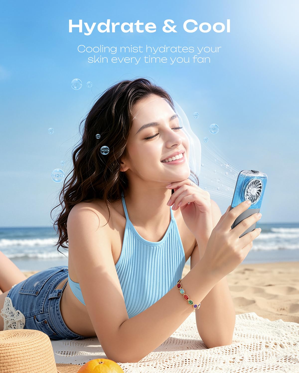 Otlonpe Mini Handheld Misting Fan with water refill bottle