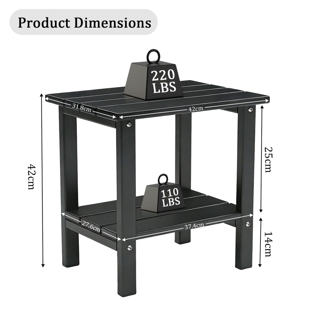 OTSUN Adirondack Outdoor Side Table side view, showing two-tier design