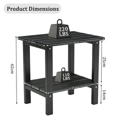 OTSUN Adirondack Outdoor Side Table side view, showing two-tier design