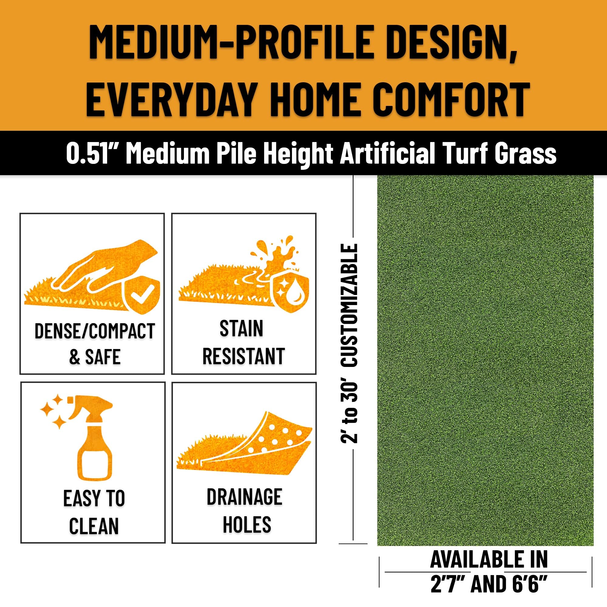 Ottomanson 31-inch Artificial Grass Runner Rug laid out on patio