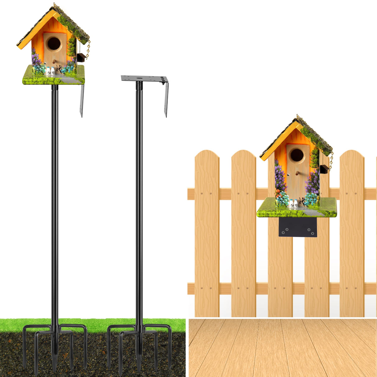 Ottsuls 2 Pack Heavy Duty Bird Feeder Pole Kit front view