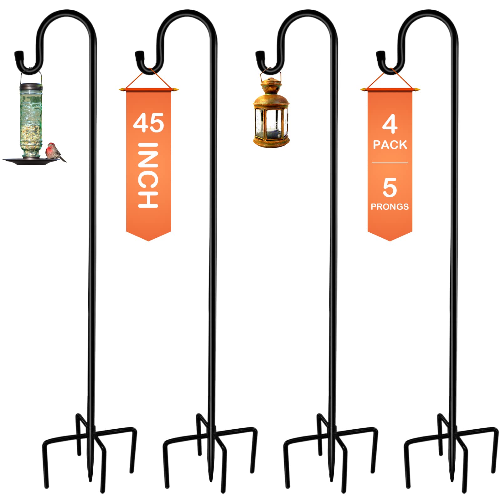 Ottsuls 45 inch adjustable shepherd hook black metal stand