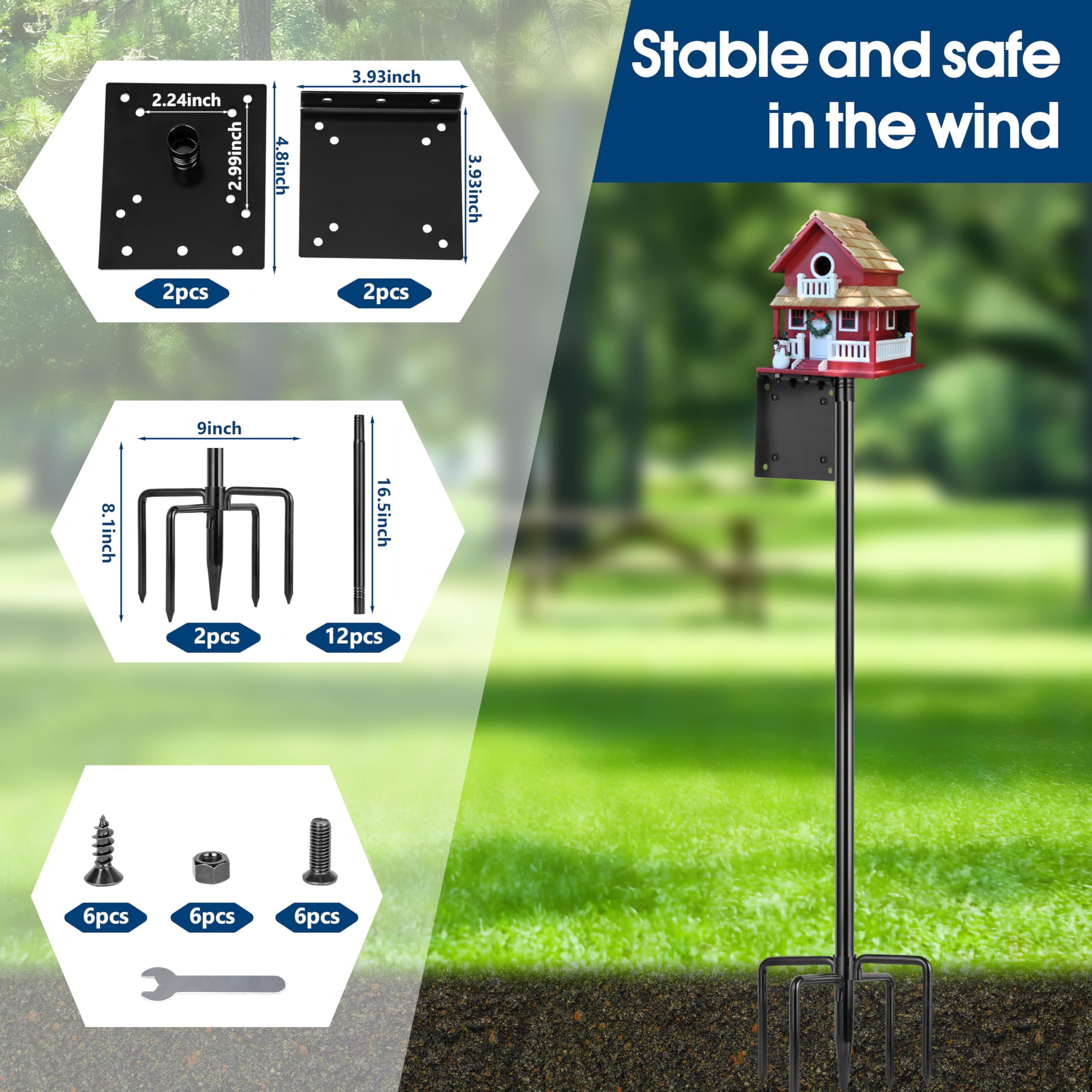 Ottsuls adjustable bird feeder pole at 109 inches