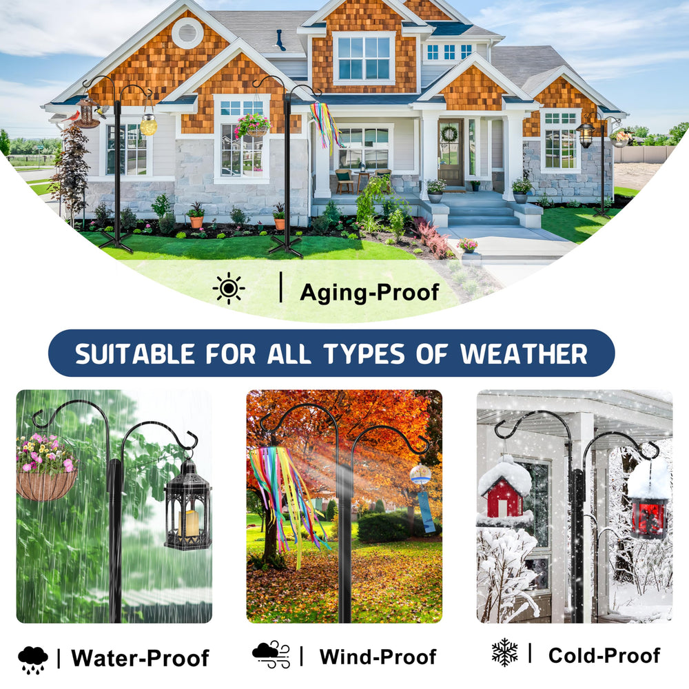 Ottsuls Bird Feeder Pole 76 IN with flower baskets attached