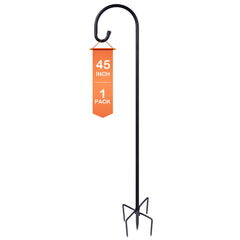 Ottsuls Shepherd Hook 45 inch black metal plant hanger side view