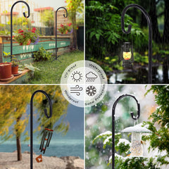 Ottsuls Shepherd Hook displaying bird feeder and flower pots