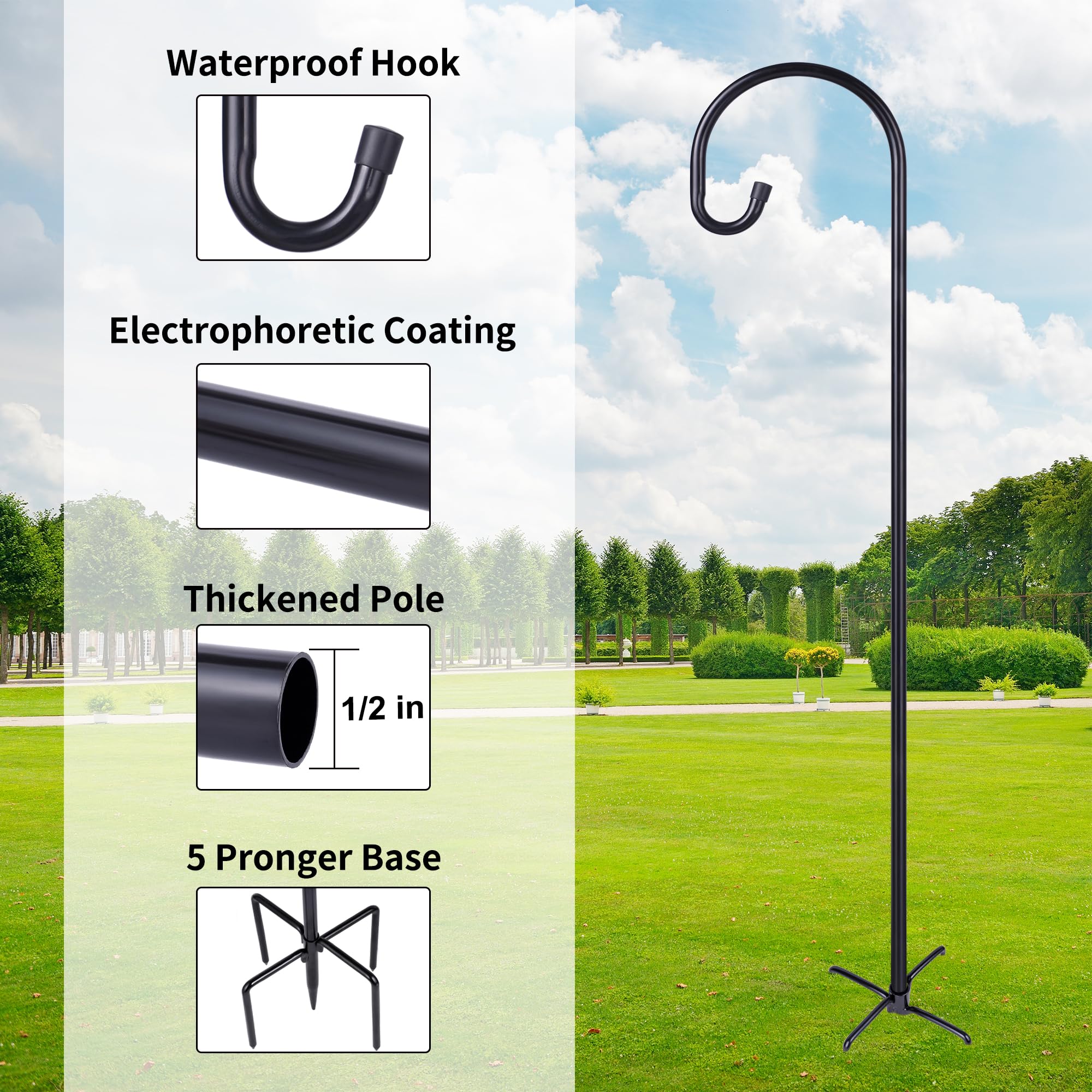 Ottsuls shepherd hook in a garden setting