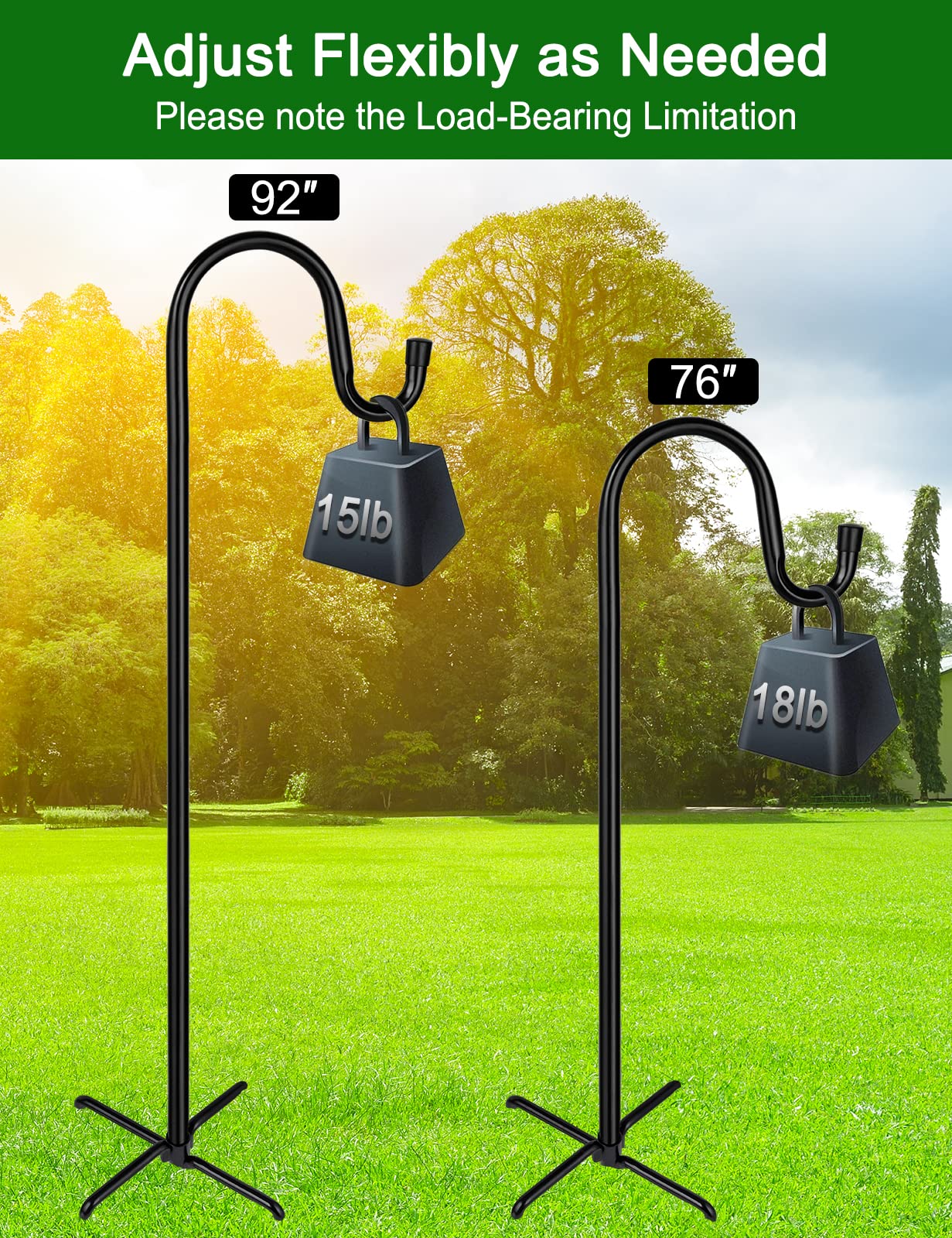 Ottsuls shepherd hook with hanging flower pot outdoors
