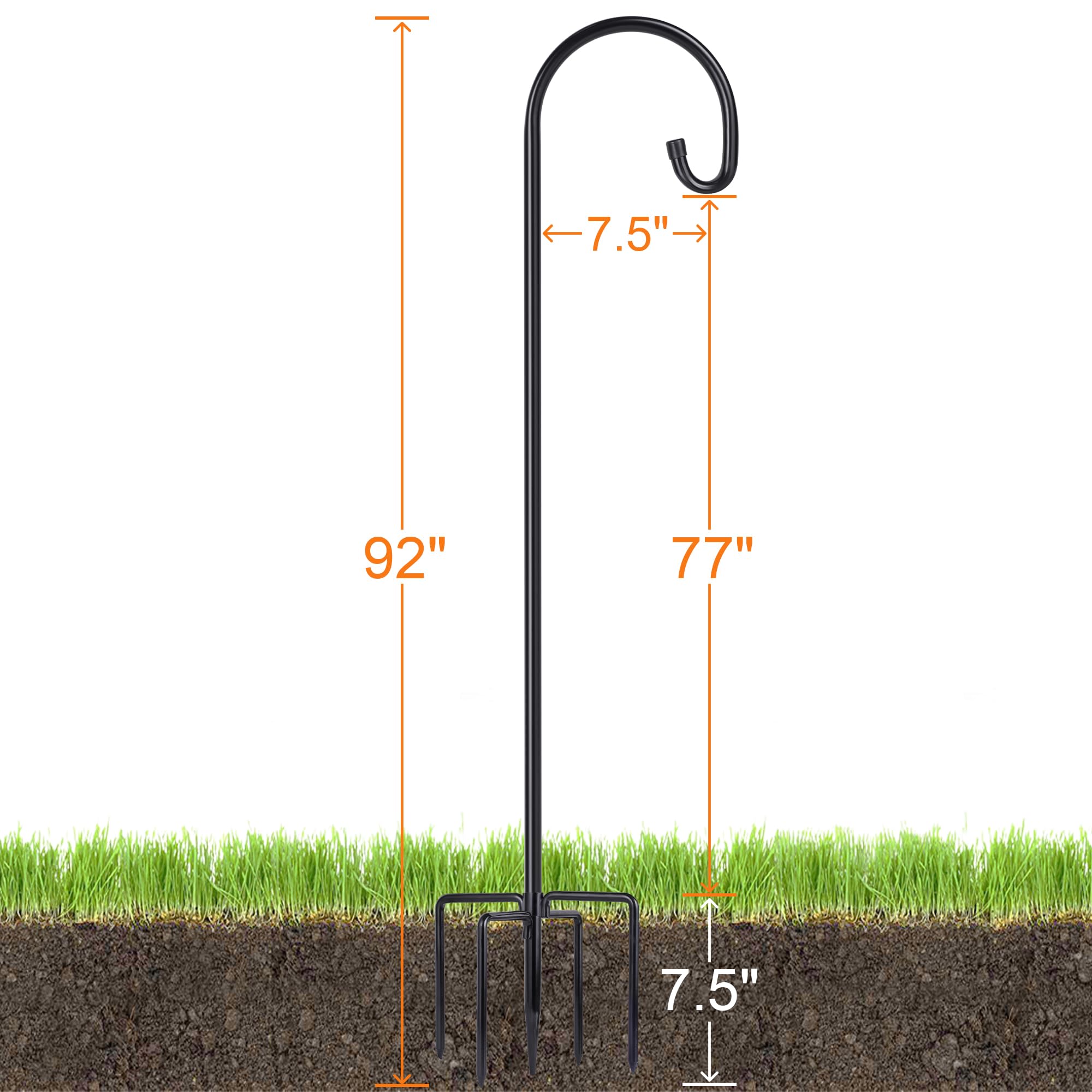 Ottsuls Shepherd Hook with lanterns hanging for outdoor decor