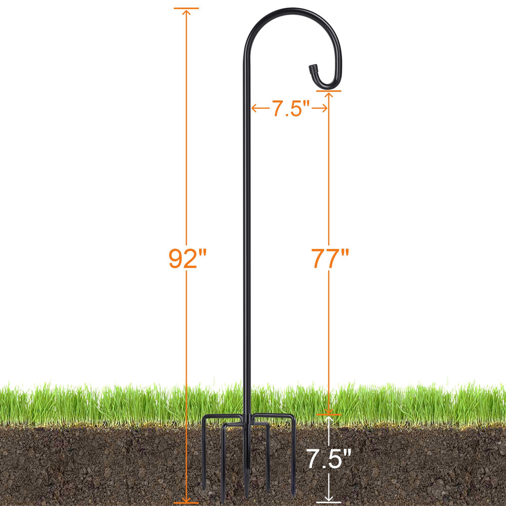 Ottsuls Shepherd Hook with lanterns hanging for outdoor decor